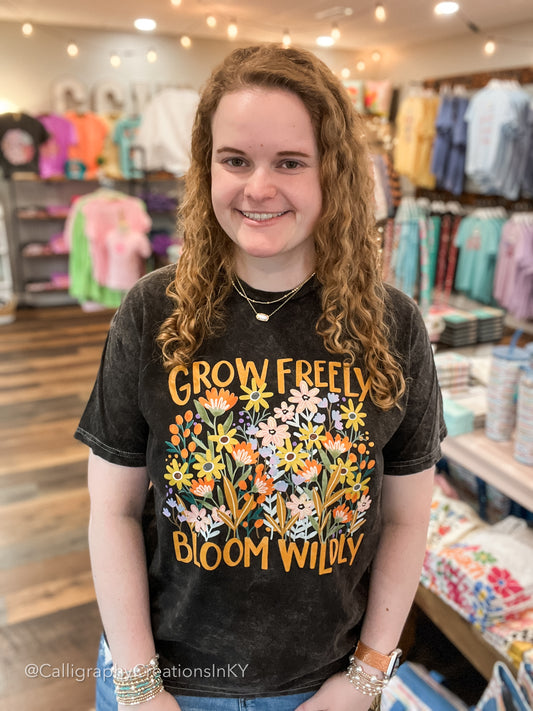 Grow Freely Bloom Wildy Acid Wash Tee