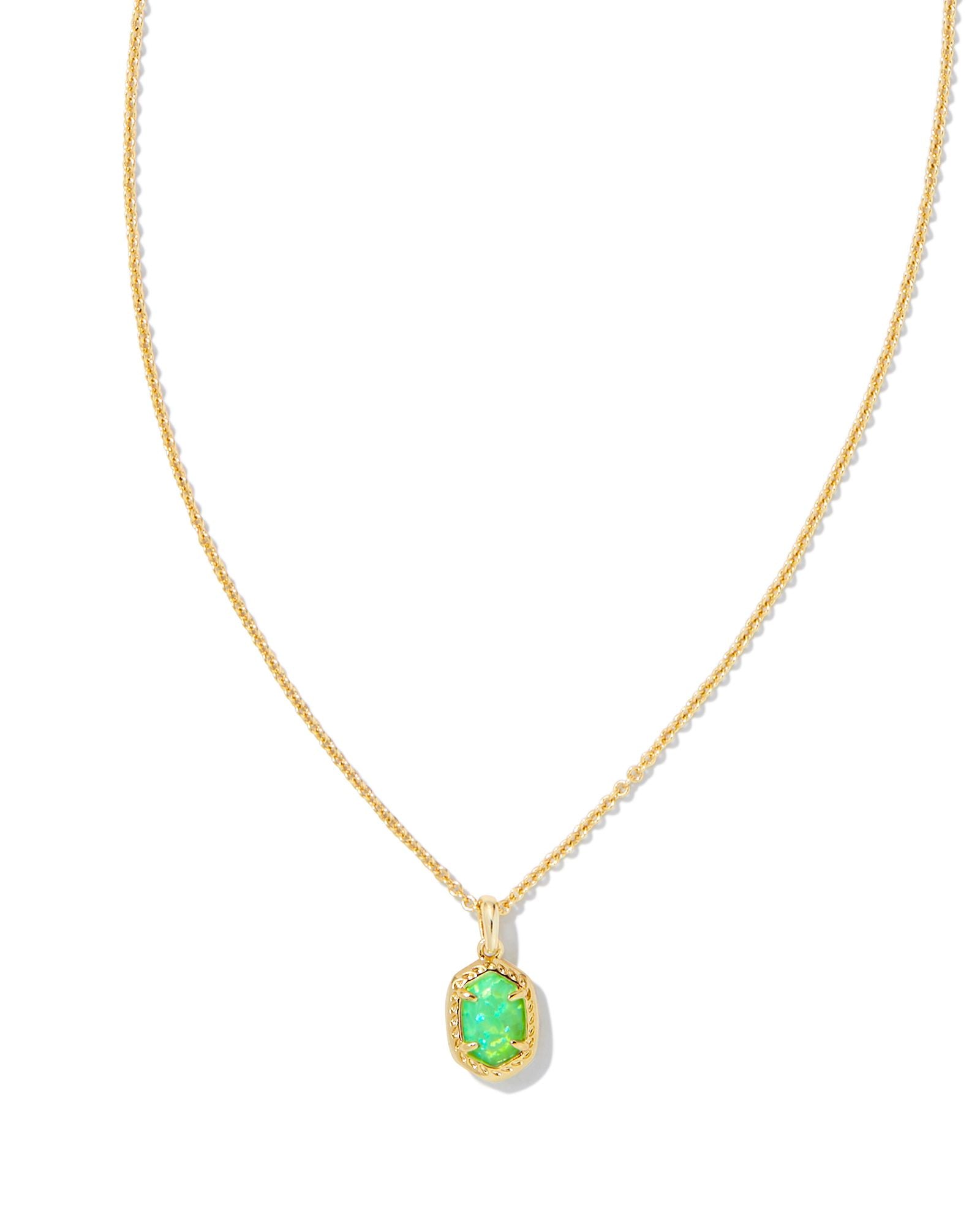 Kendra Scott Daphne Framed Pendant Necklace - Gold Bright Green Kyocera Opal