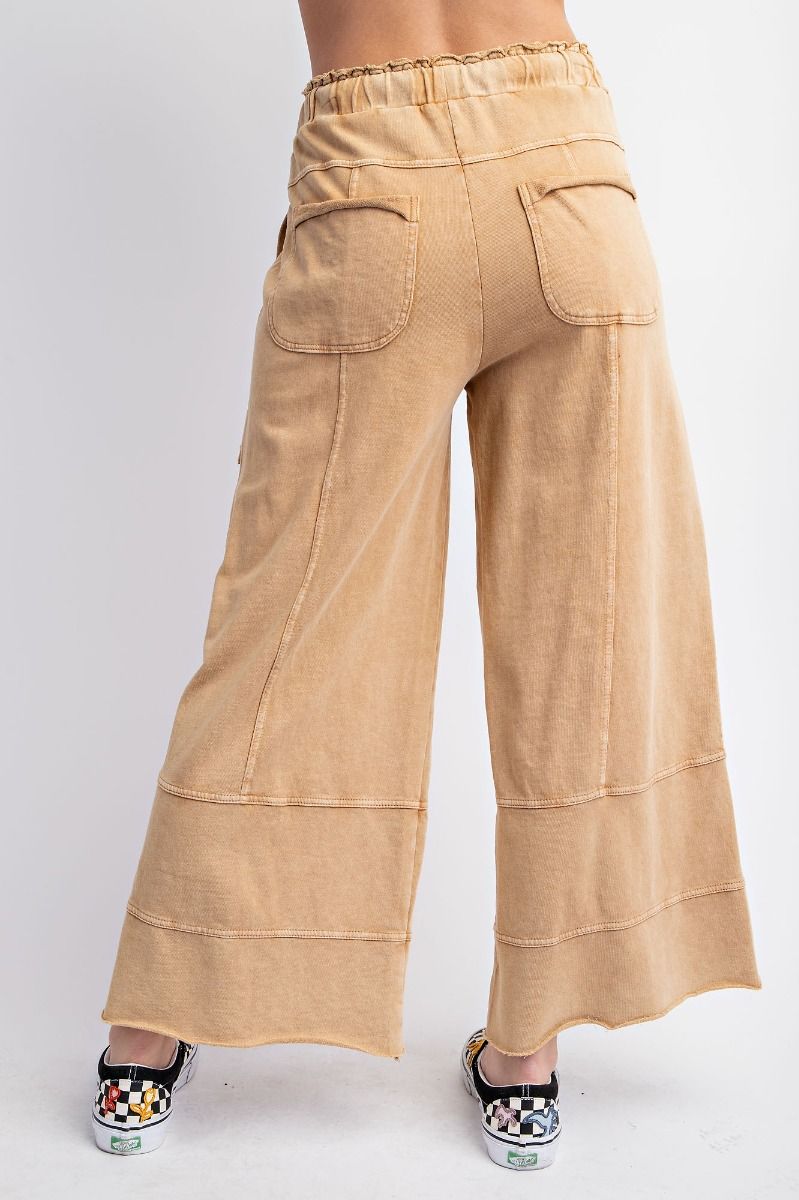 Camel • Mineral Washed Terry Knit Pants