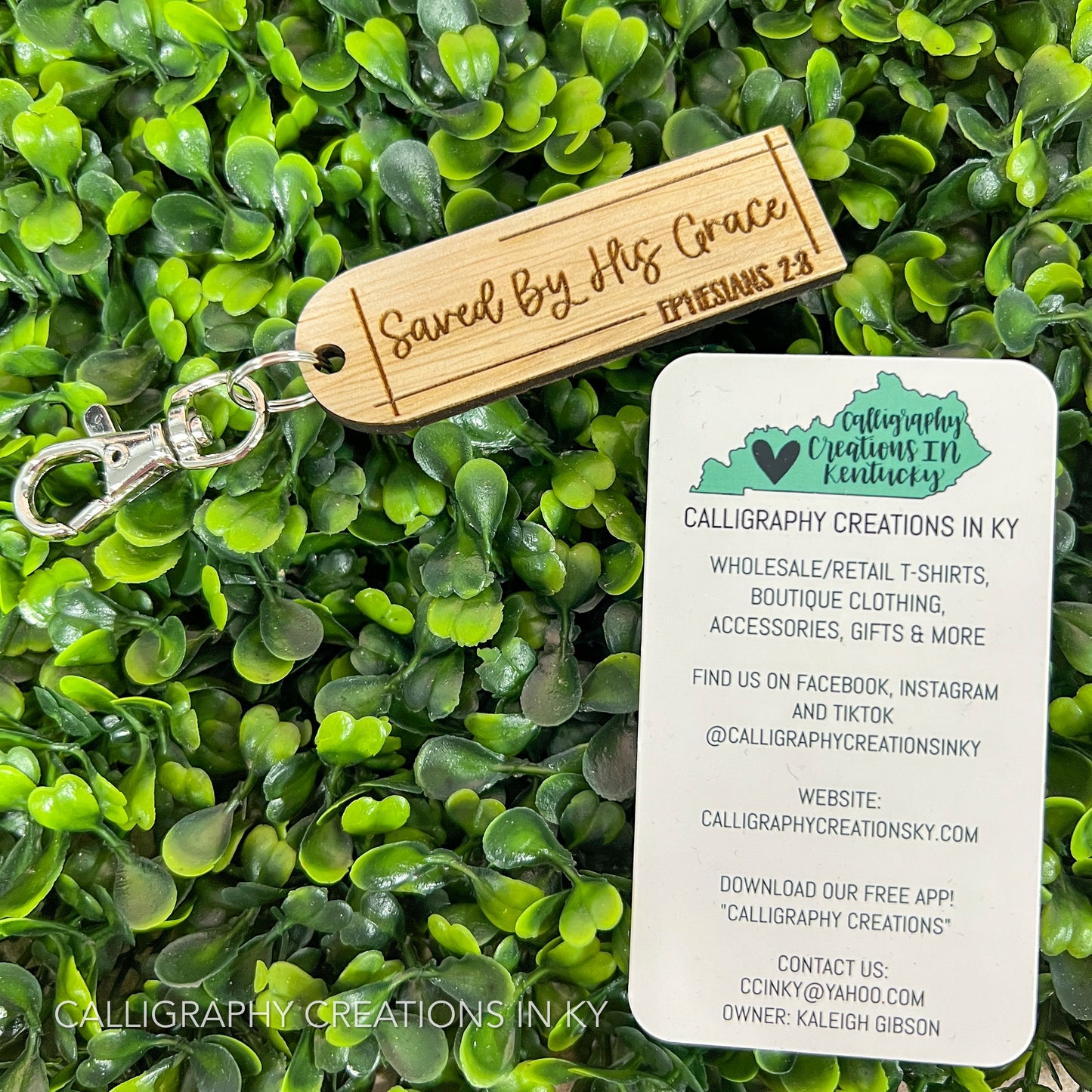 Saved By His Grace Keychain – Calligraphy Creations In KY