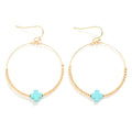 Turquoise Hoop Cross Earrings