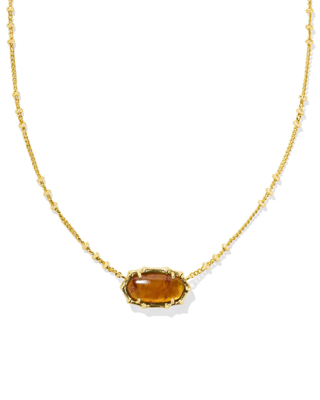 Kendra Scott Elisa Bamboo Frame Short Pendant Necklace - Gold Marbled Amber Illusion