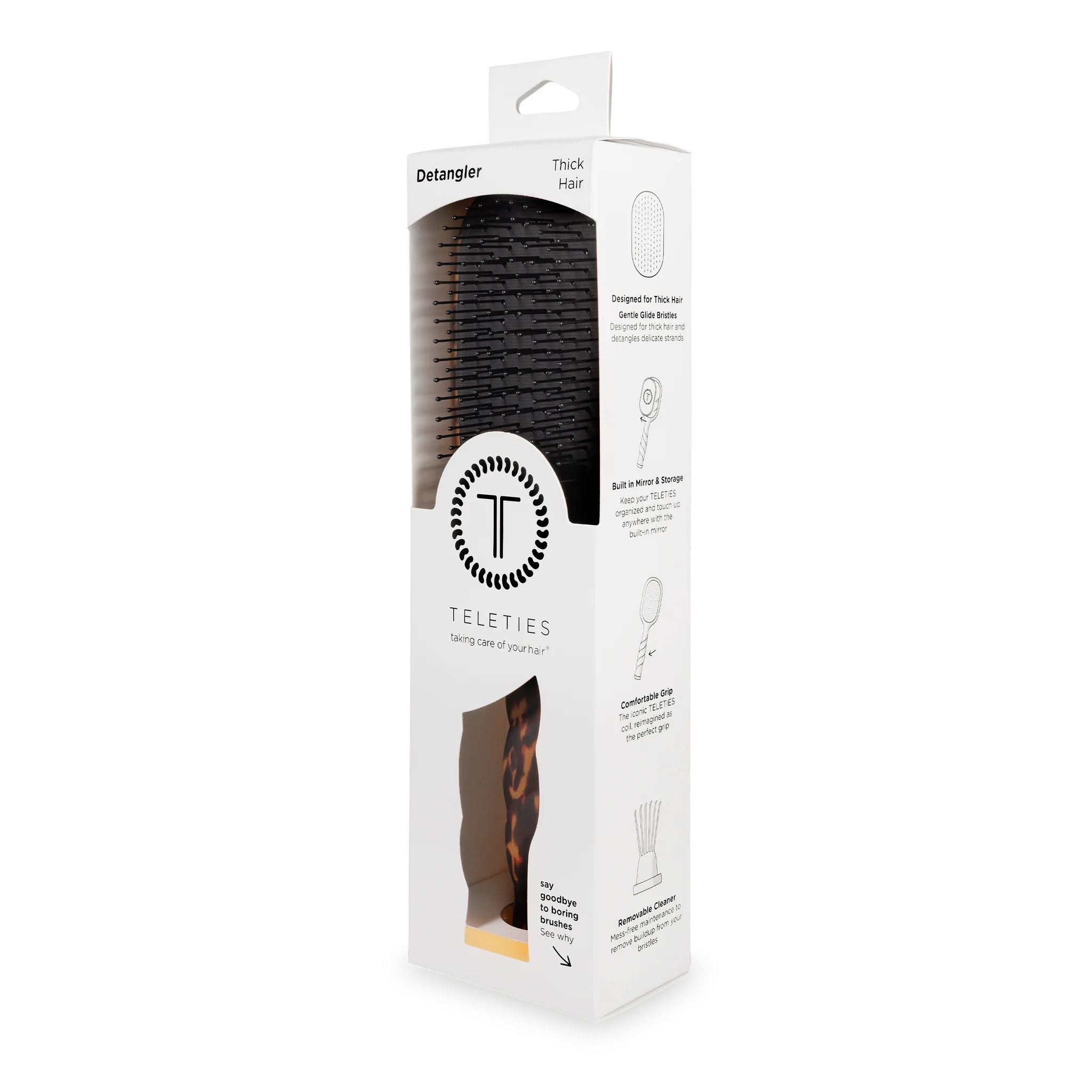 TELETIES Detangler Hair Brush for Thick Hair – Tortoise