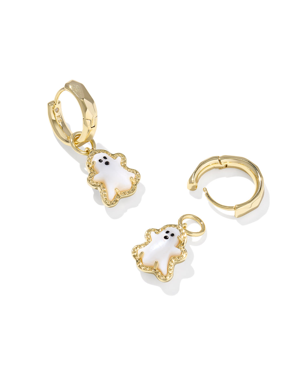 Kendra Scott Ghost Huggie Earrings - Gold White Mother Of Pearl