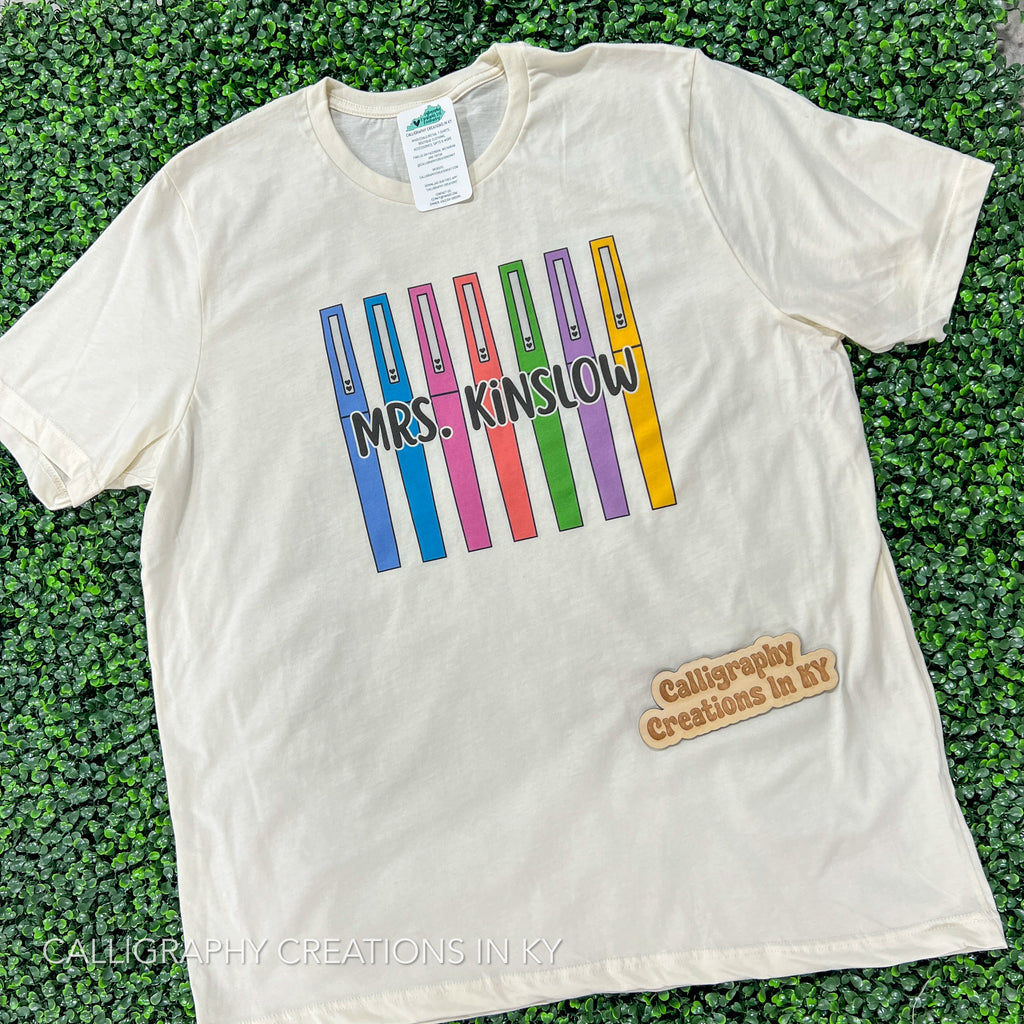 CUSTOM PREORDER • Teacher Colorful Pens Tee