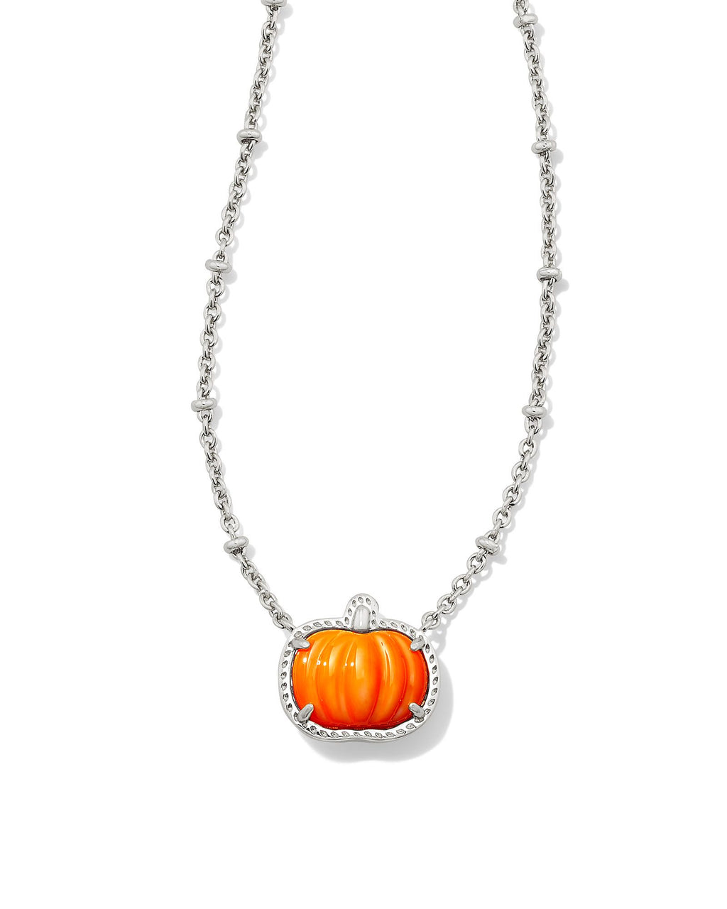 Kendra Scott Pumpkin Short Pendant Necklace - Silver Orange Mother Of Pearl