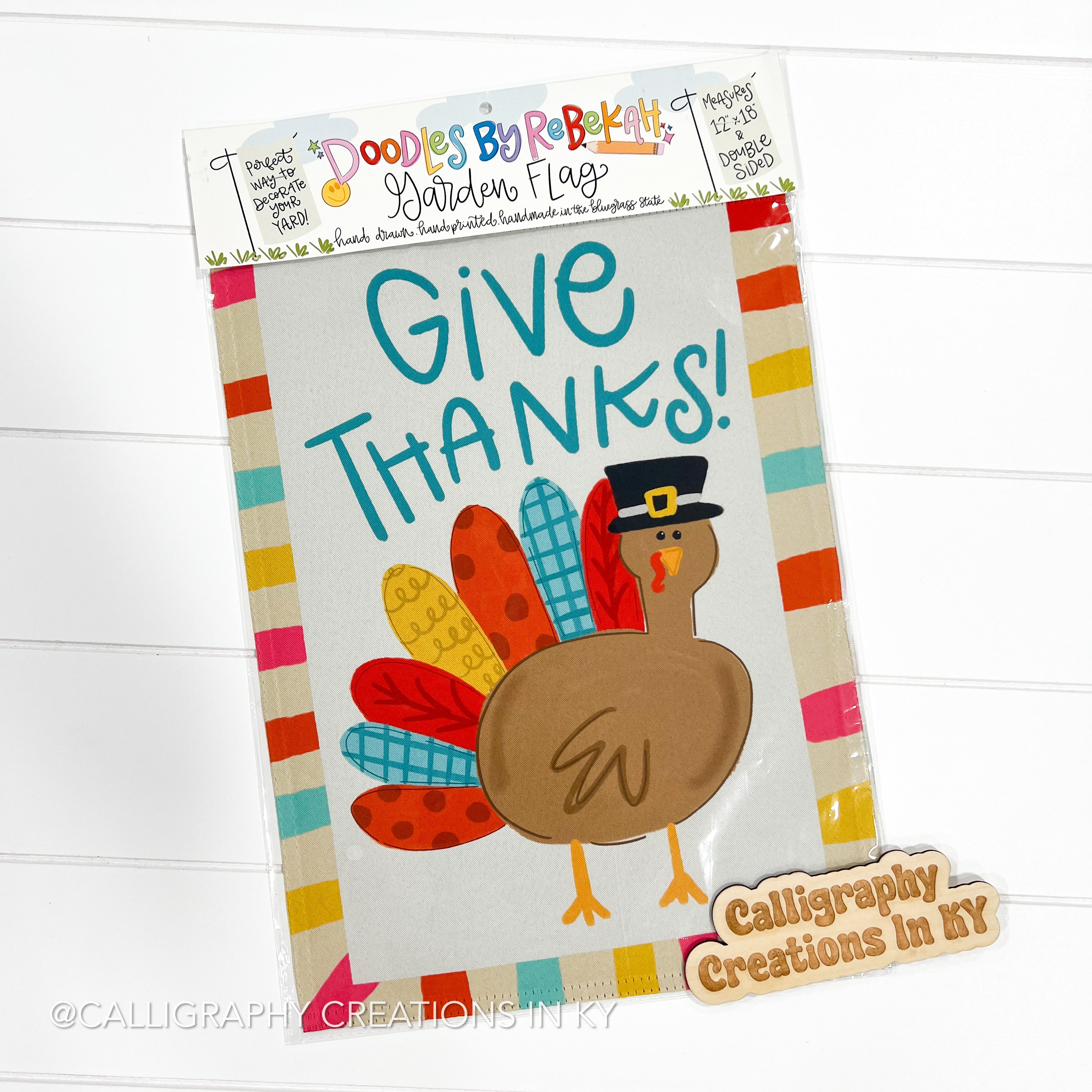 Patchy Turkey Give Thanks Garden Flag