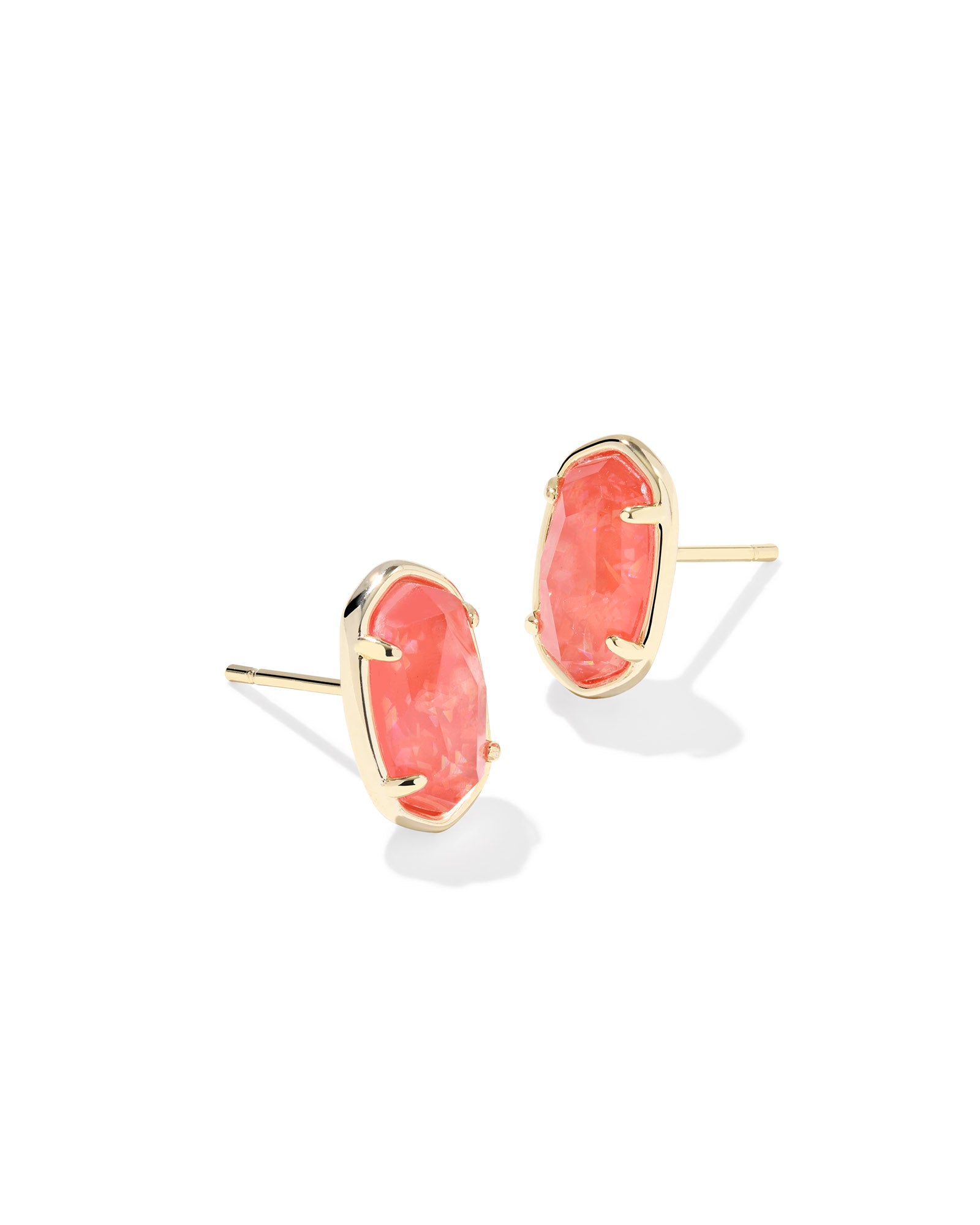 Kendra Scott Grayson Stud Earrings - Gold Papaya Iridescent Mother Of Pearl