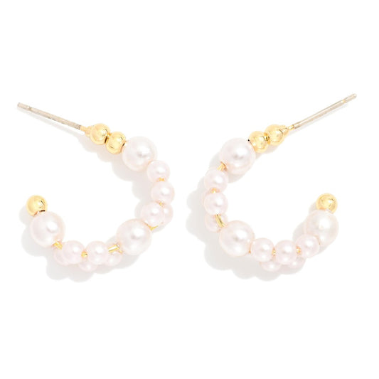 Small Pearl Hoop Earrings
