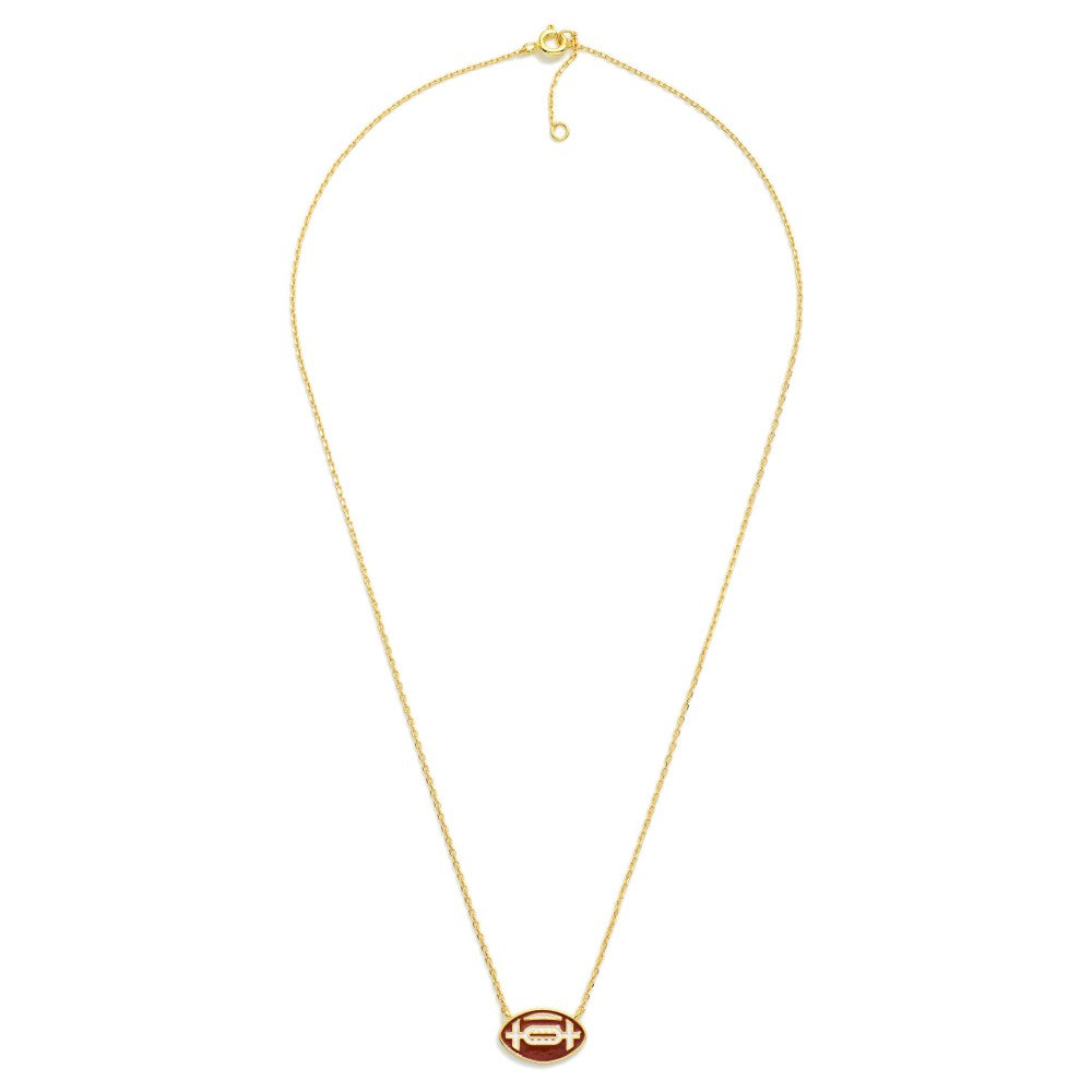 Burgundy Football Necklace