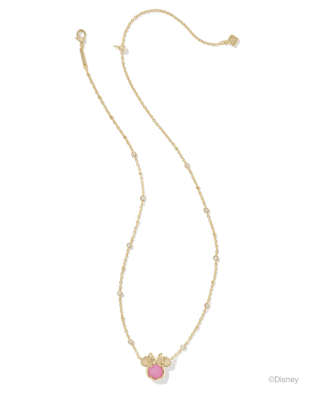 Disney | Kendra Scott Minnie Mouse Short Pendant Necklace - Gold Hot Pink Drusy