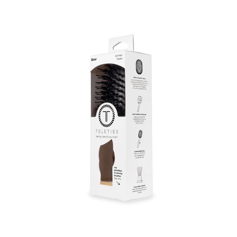 Teleties Mini Boar Bristle Hair Brush - Tortoise