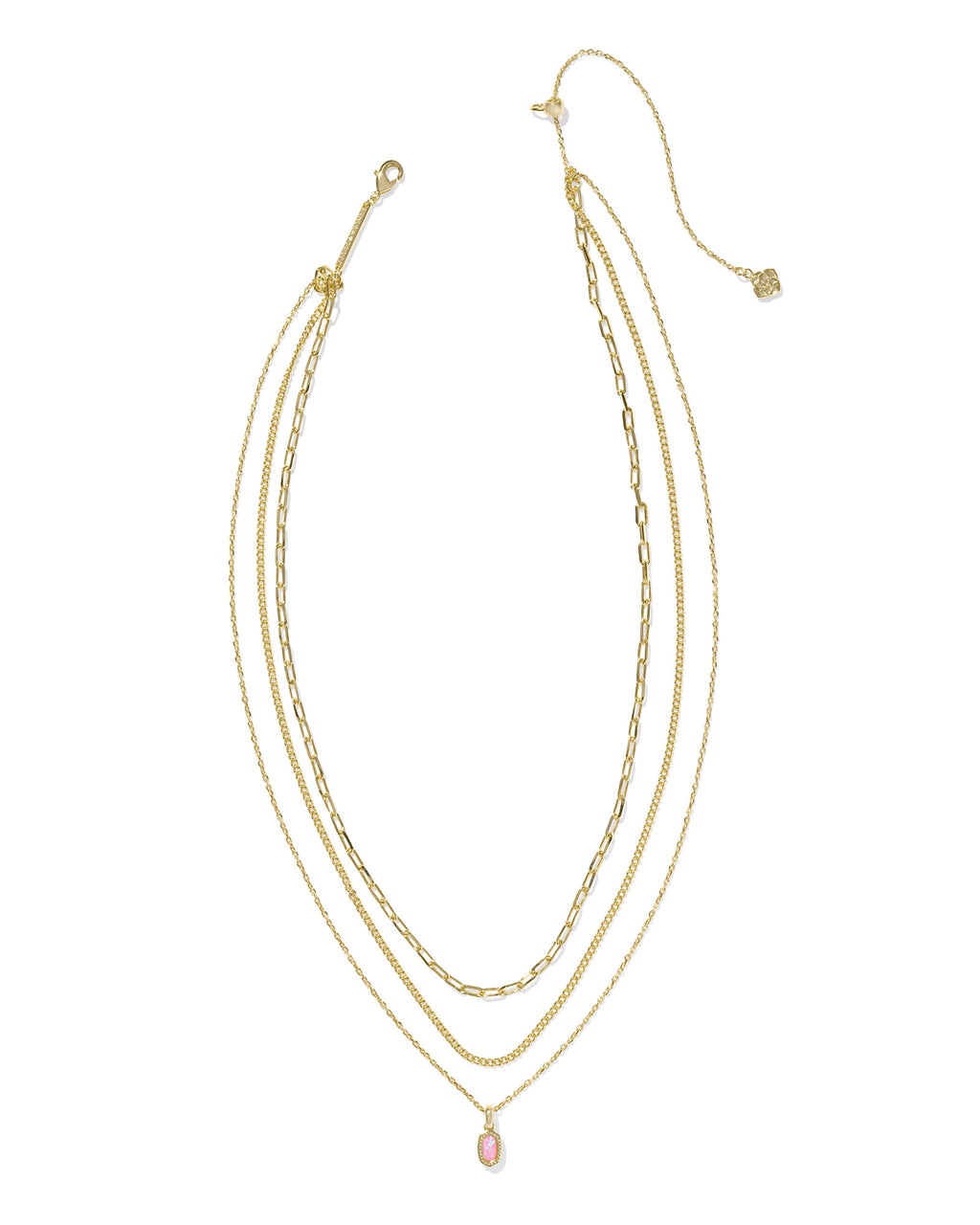 Kendra Scott Mini Elisa Triple Strand Necklace - Gold Carnation Kyocera Opal