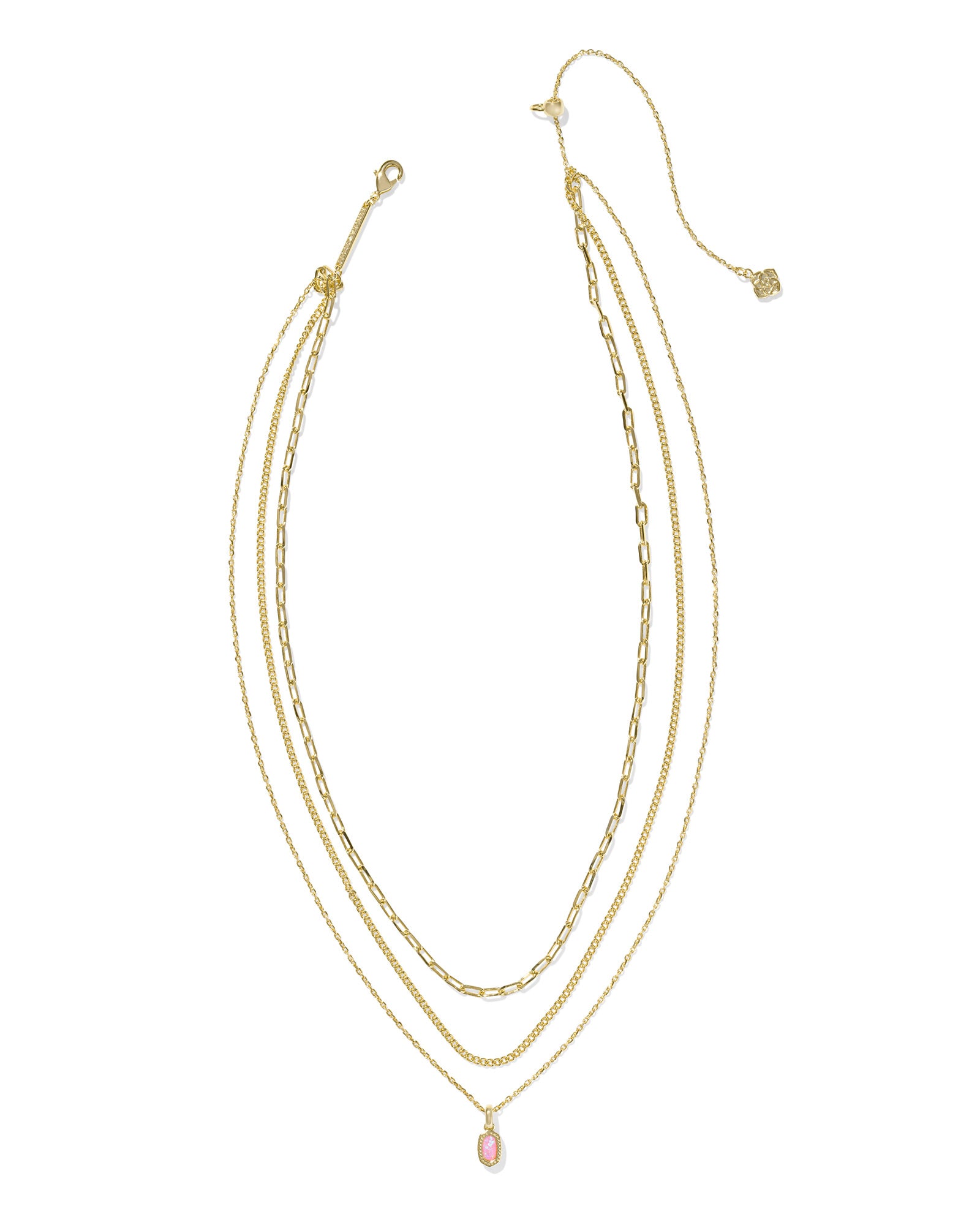 Kendra Scott Mini Elisa Triple Strand Necklace - Gold Carnation Kyocera Opal