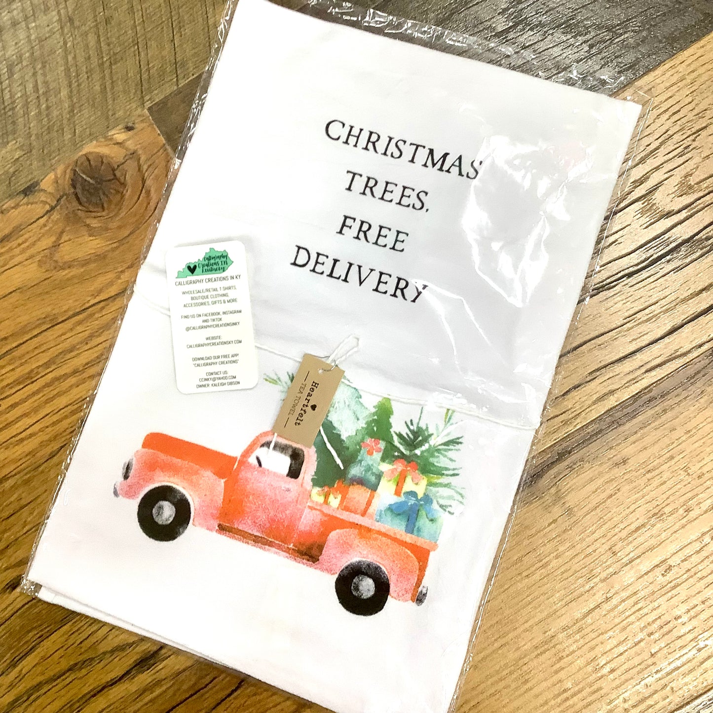 Christmas Trees, Free Delivery Tea Towel