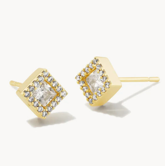 Kendra Scott Gracie Stud Earrings - Gold White Crystal