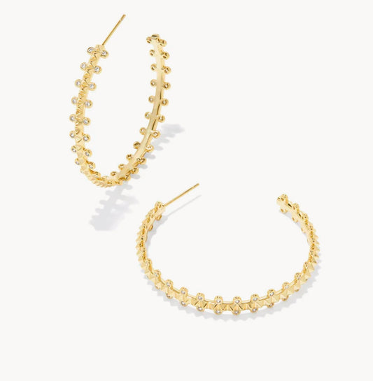 Kendra Scott Jada Hoop Earrings - Gold White Crystal