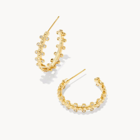 Kendra Scott Jada Small Hoop Earrings - Gold White Crystal