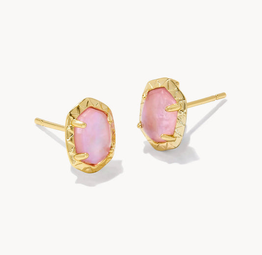 Kendra Scott Daphne Stud Earrings - Gold Light Pink Mother Of Pearl