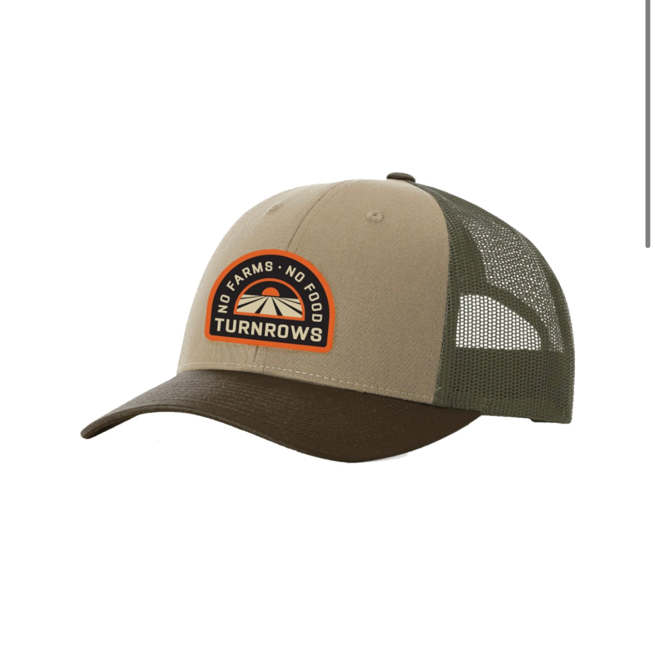 Turnrows No Farms Emb Patch Structured Mesh Back Trucker Cap