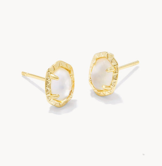 Kendra Scott Daphne Stud Earrings - Gold Ivory Mother Of Pearl