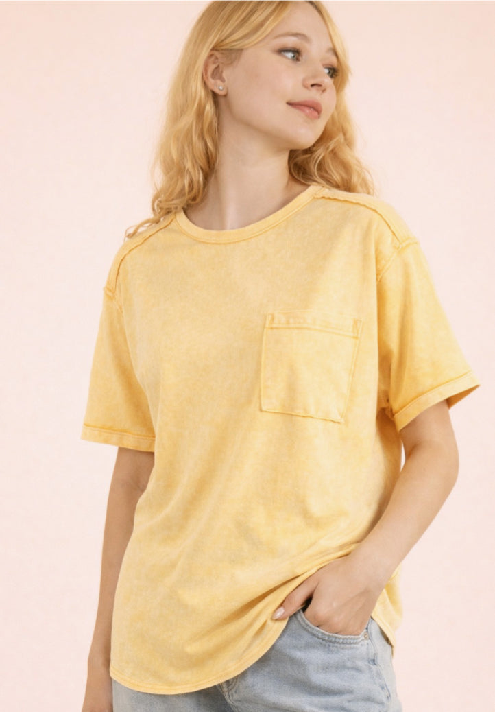 Gold Mineral Wash Pocket Top