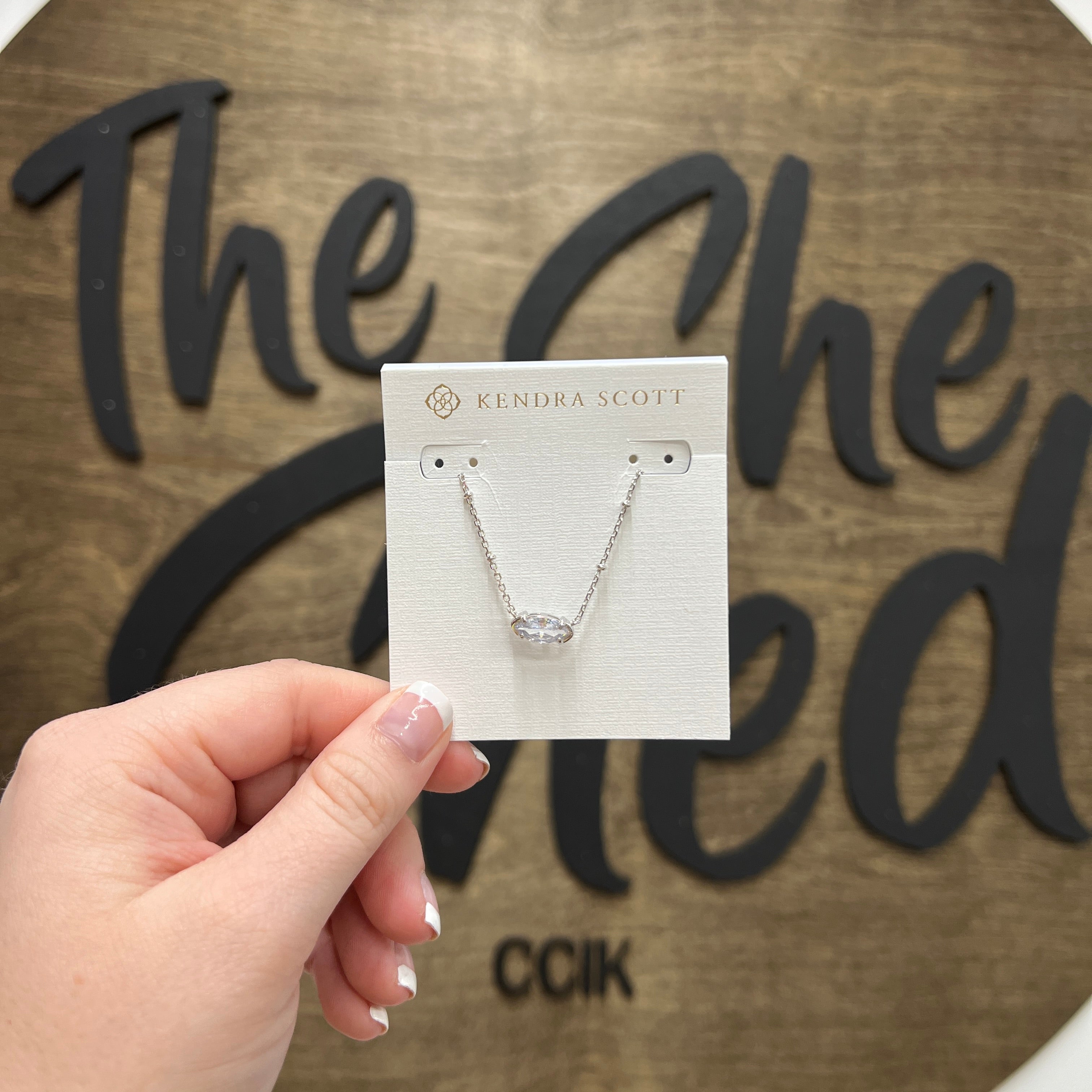Kendra Scott Genevieve Satellite Short Pendant Necklace Rhodium White CZ
