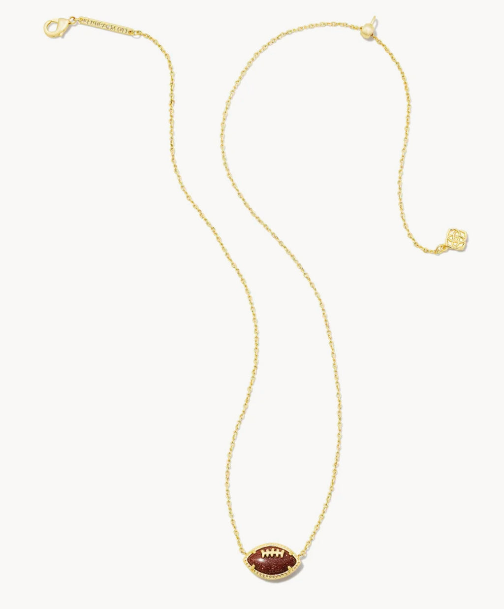Kendra Scott Football Gold Short Pendant Necklace - Gold Orange Goldstone