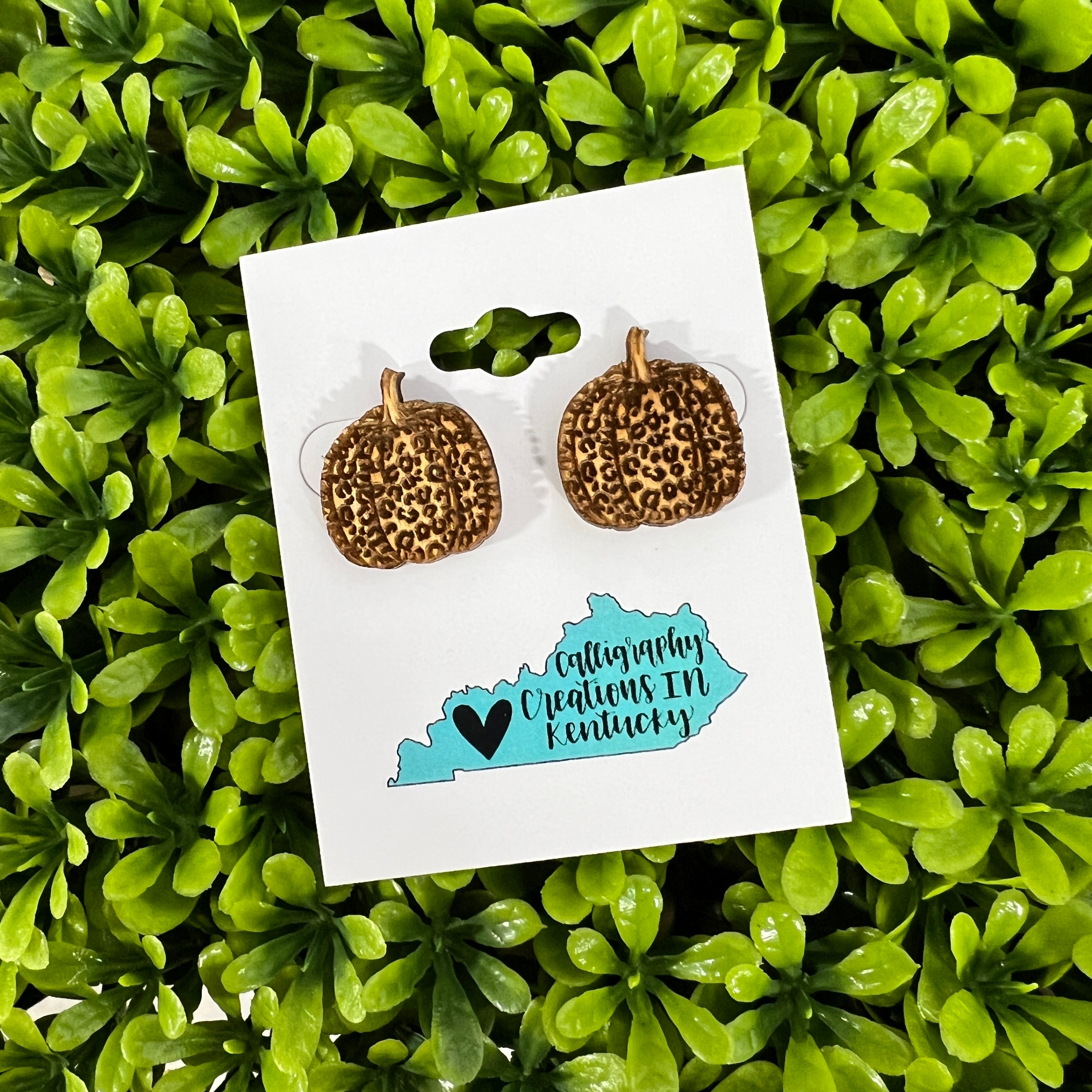 Leopard Pumpkin Studs