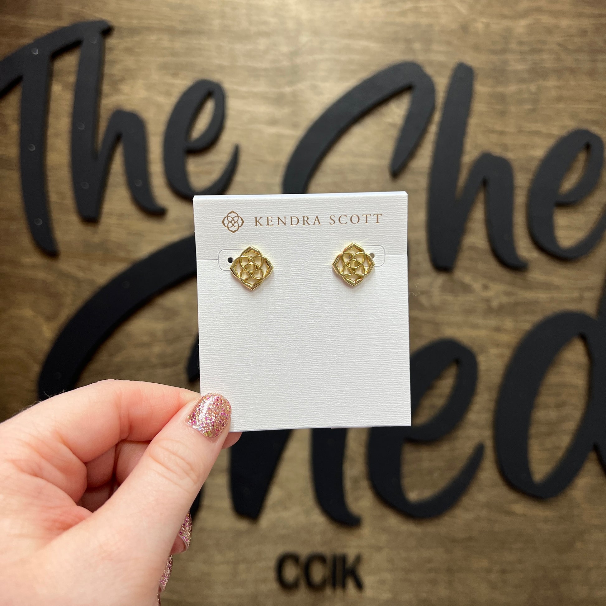 Kendra Scott Dira Stud Earrings Gold Metal Calligraphy Creations In KY