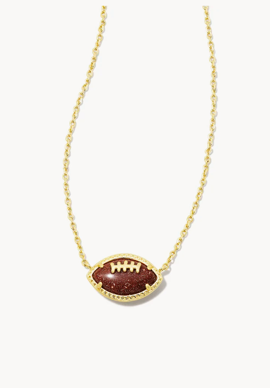 Kendra Scott Football Gold Short Pendant Necklace - Gold Orange Goldstone