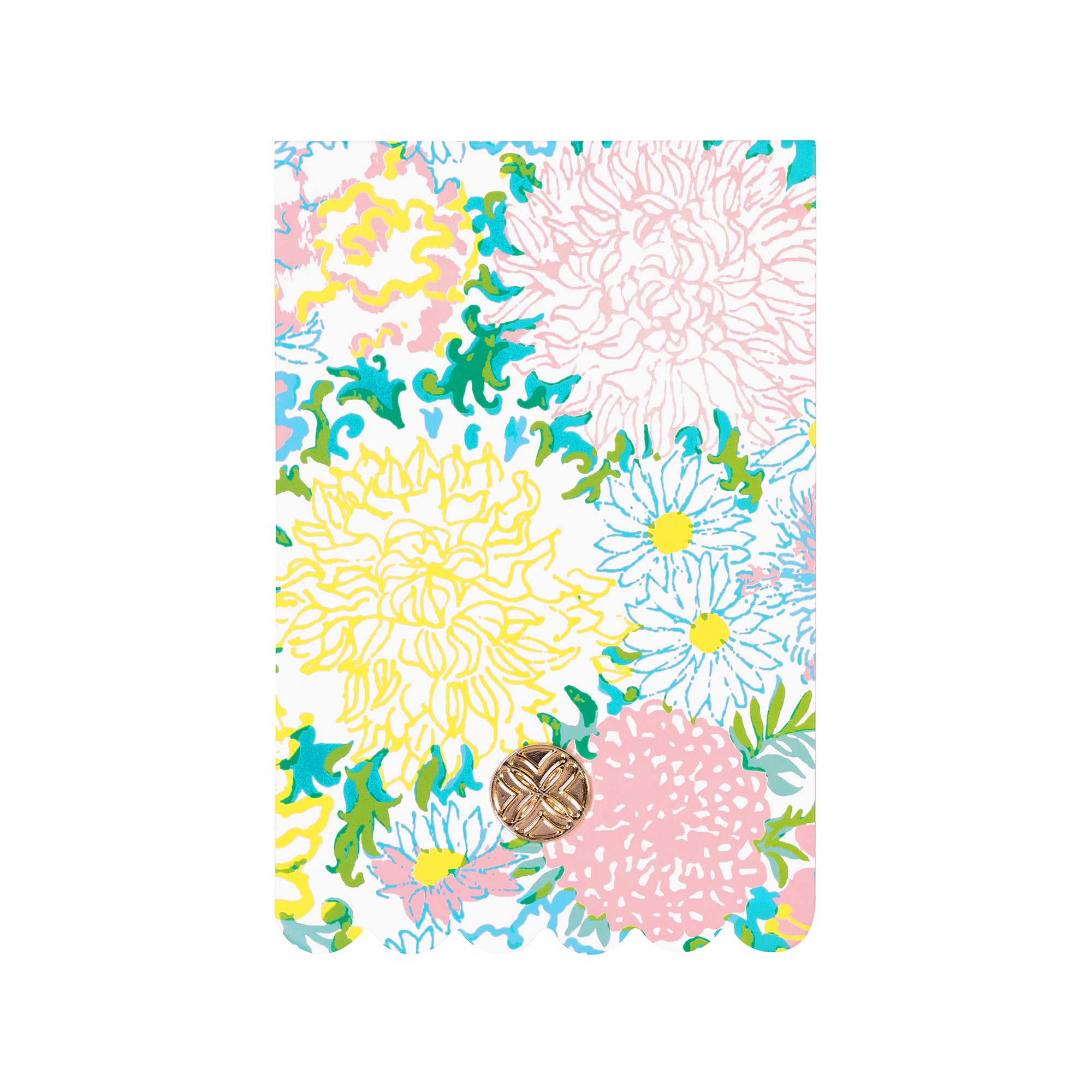 Floral patterned notepad on a white background