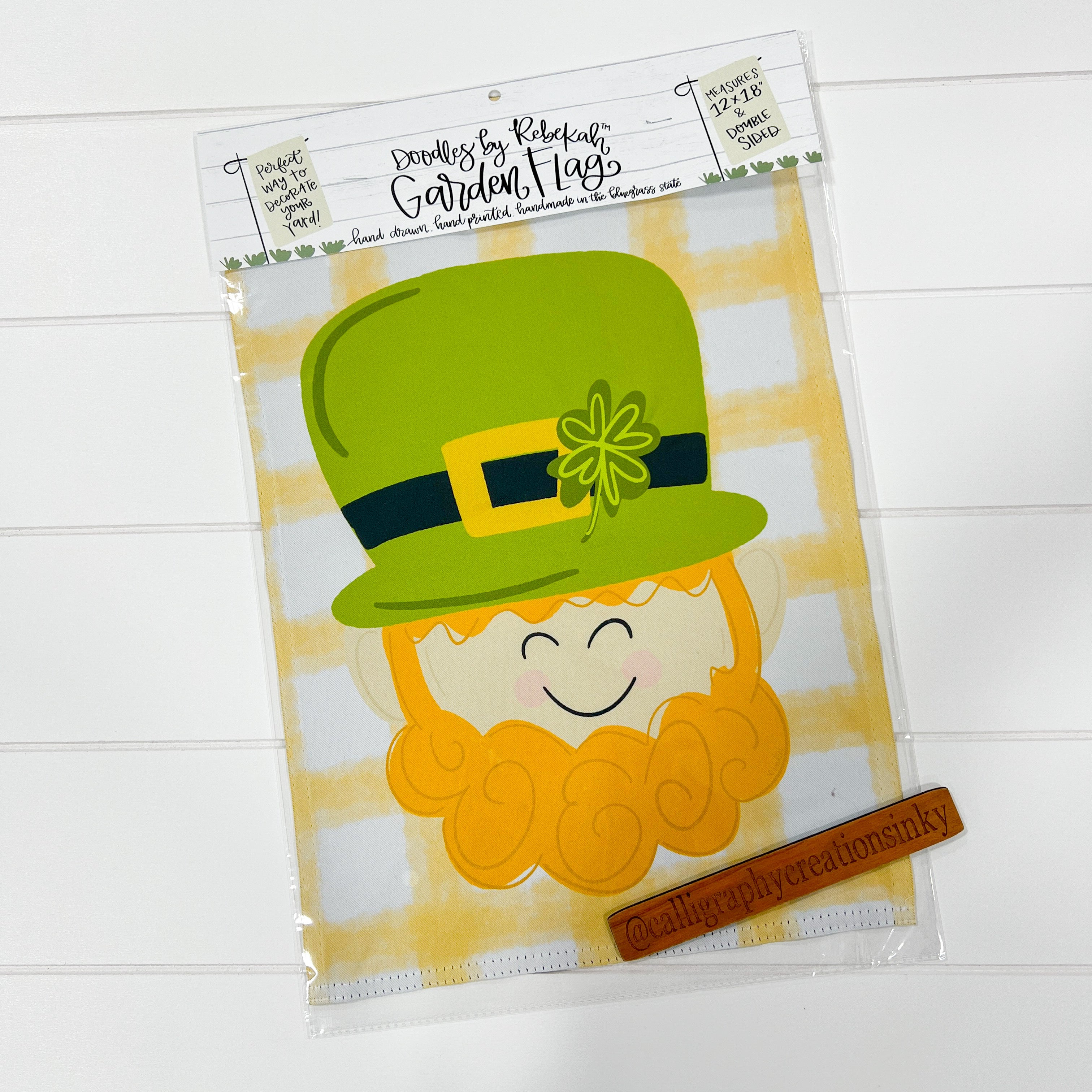 Doodles by Rebekah Lennie the Leprechaun Garden Flag