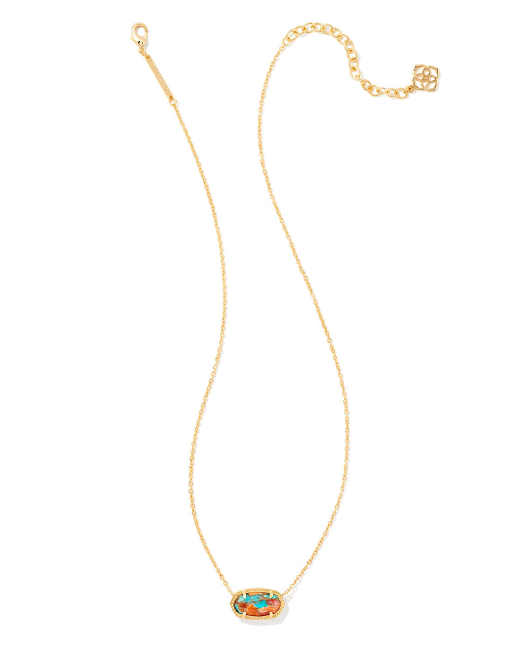 Kendra Scott Elisa Pendant Necklace - Gold Bronze Veined Turquoise Red Oyster