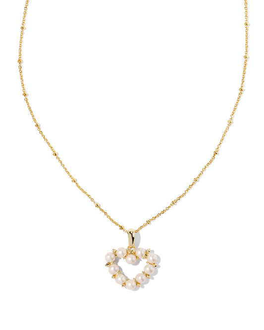 Kendra Scott Ashton Heart Pendant Necklace - Gold White Pearl
