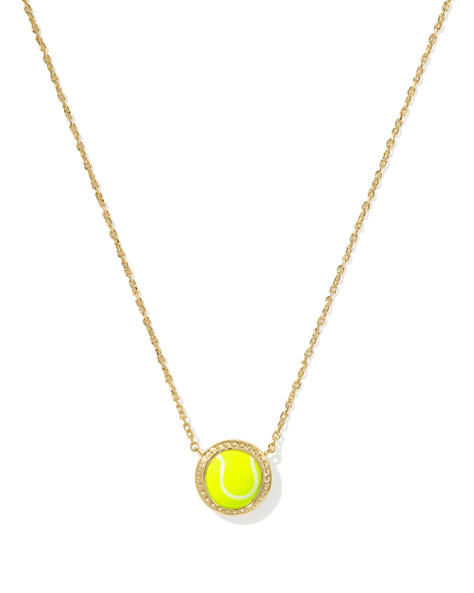 Kendra Scott Tennis Short Pendant Necklace - Gold Chartreuse Magnesite