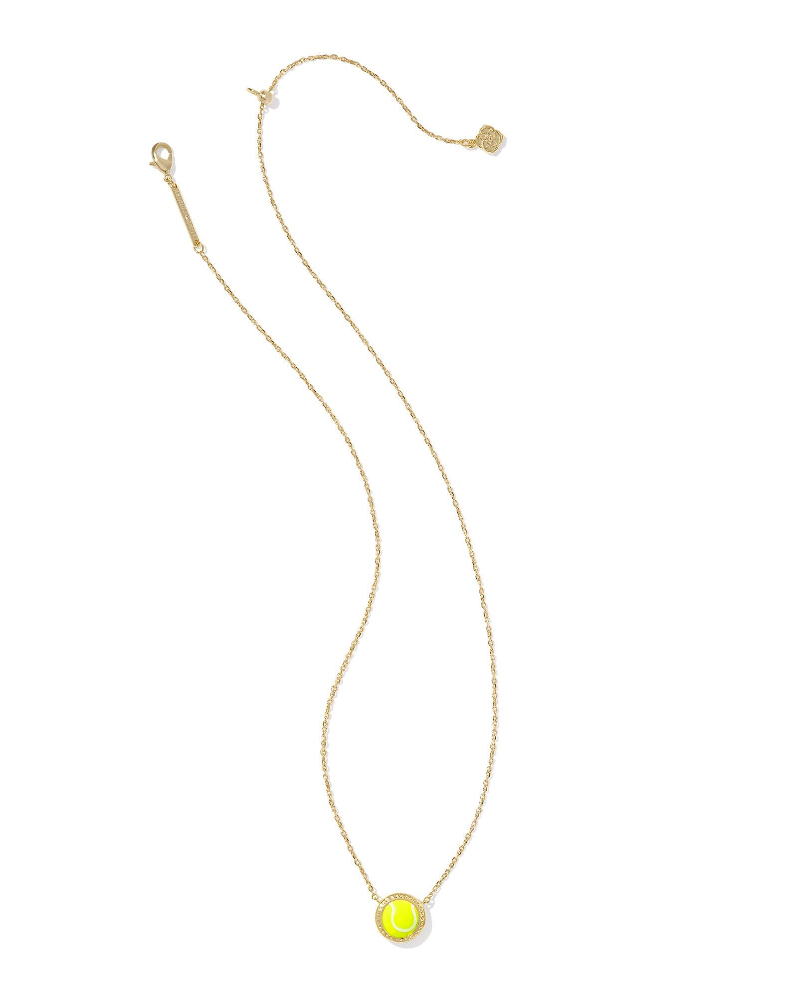 Kendra Scott Tennis Short Pendant Necklace - Gold Chartreuse Magnesite