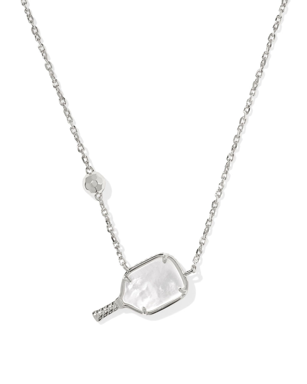 Kendra Scott Pickleball Short Pendant Necklace - Silver Ivory Mother Of Pearl