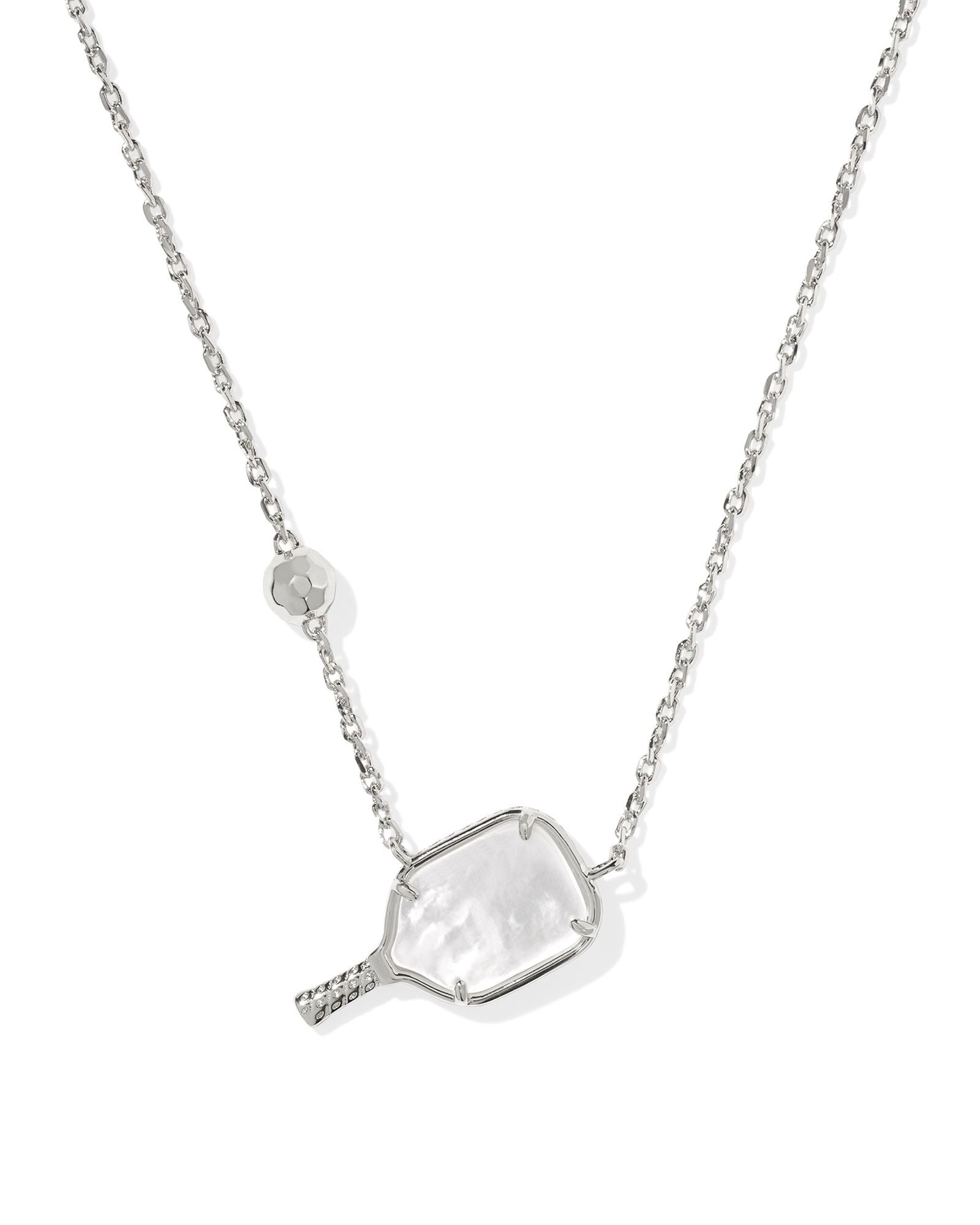 Kendra Scott Pickleball Short Pendant Necklace - Silver Ivory Mother Of Pearl