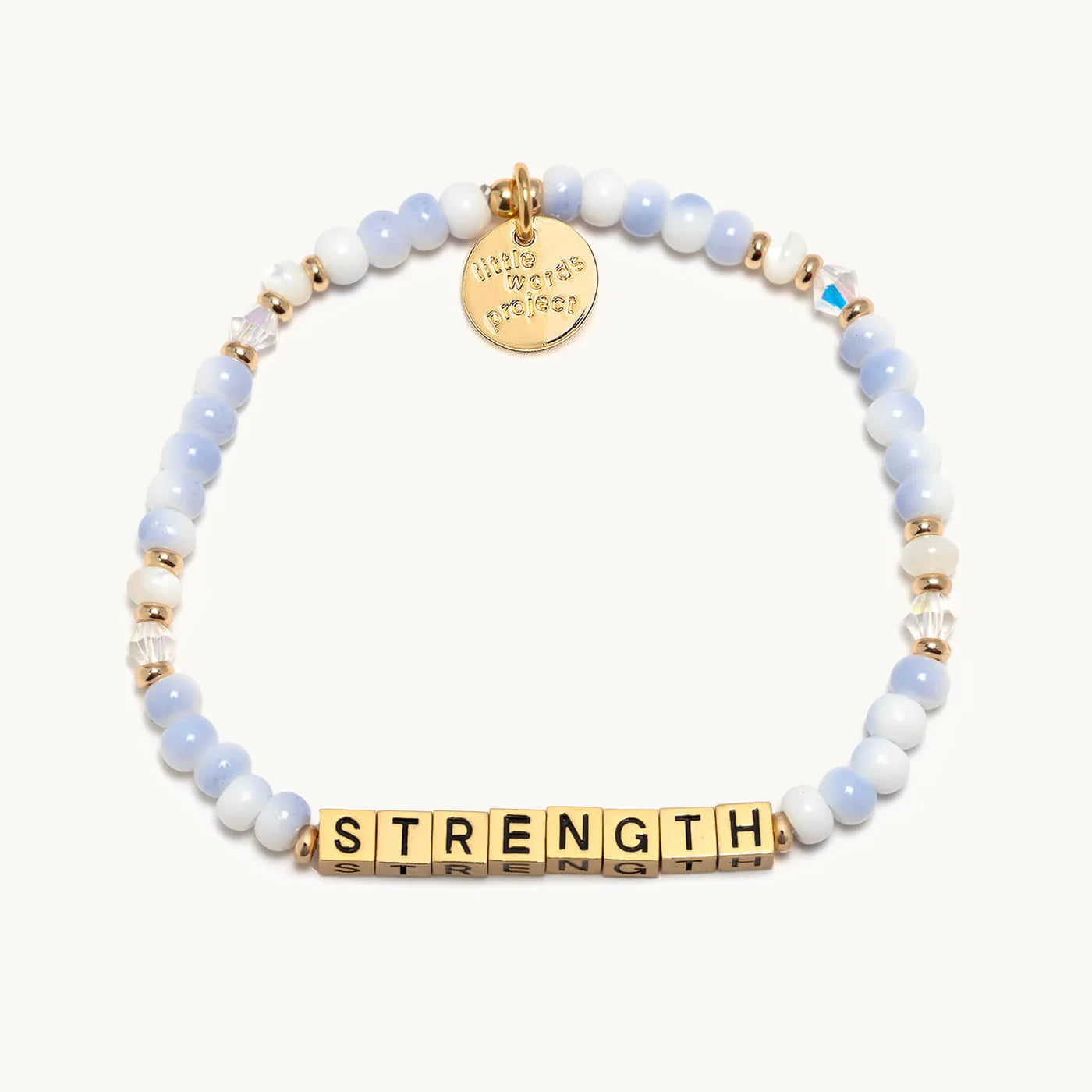 Gold Strength / Cotton Clouds Little Words Project Beaded Bracelet