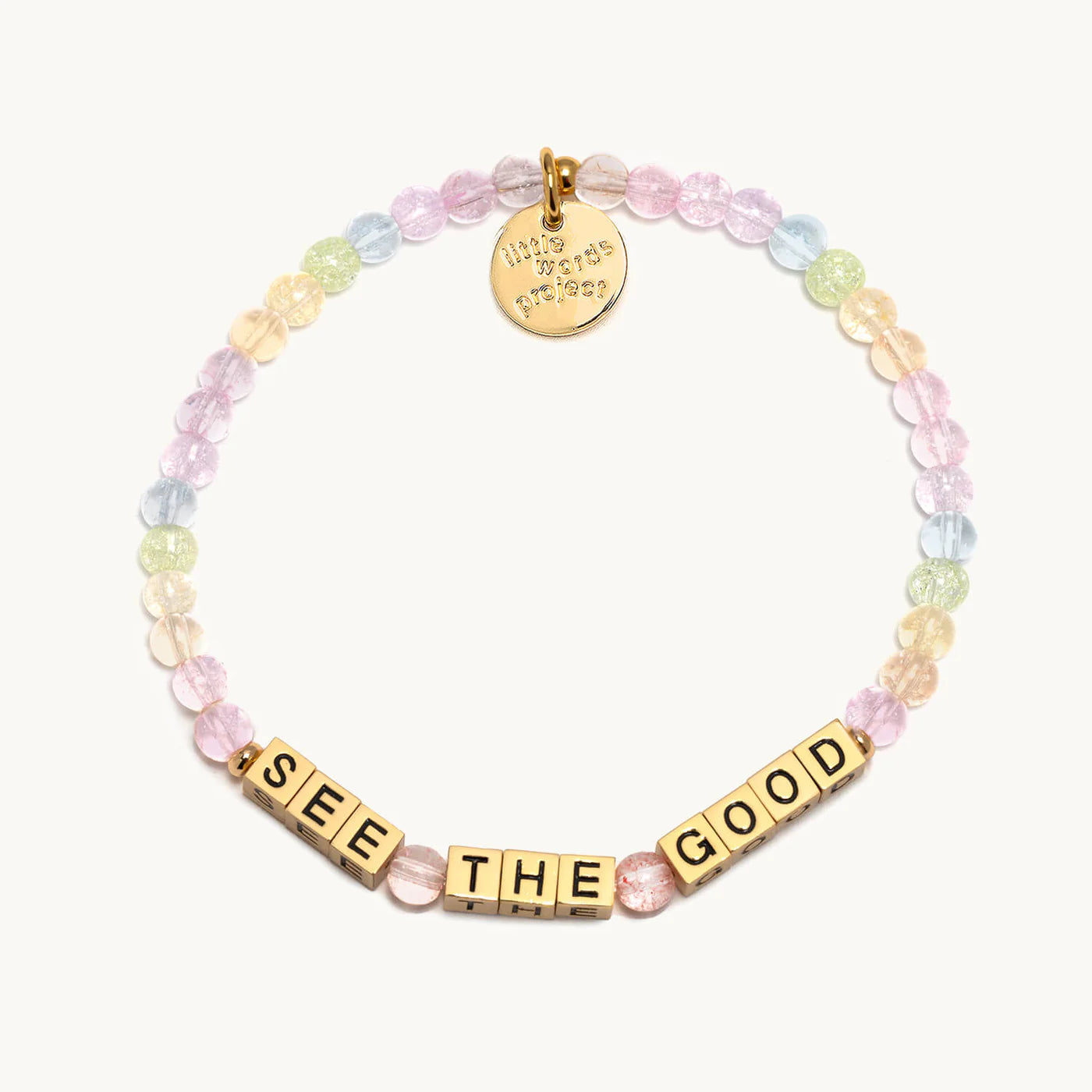 Gold See The Good / Field of Faires Little Words Project Beaded Bracelet