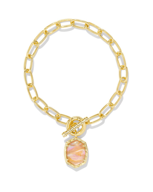 Kendra Scott Daphne Link & Chain Bracelet - Gold Light Pink Iridescent Abalone