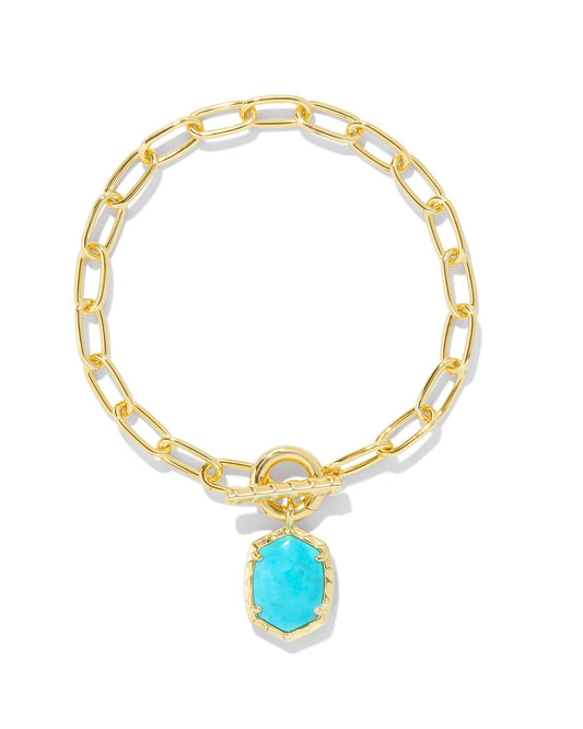 Kendra Scott Daphne Link & Chain Bracelet - Gold Variegated Turquoise