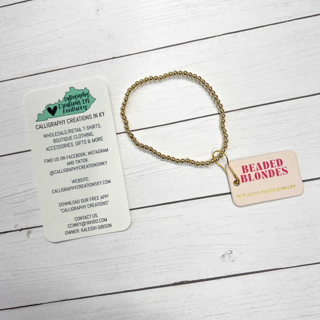 3 MM Gold Beaded Bracelet