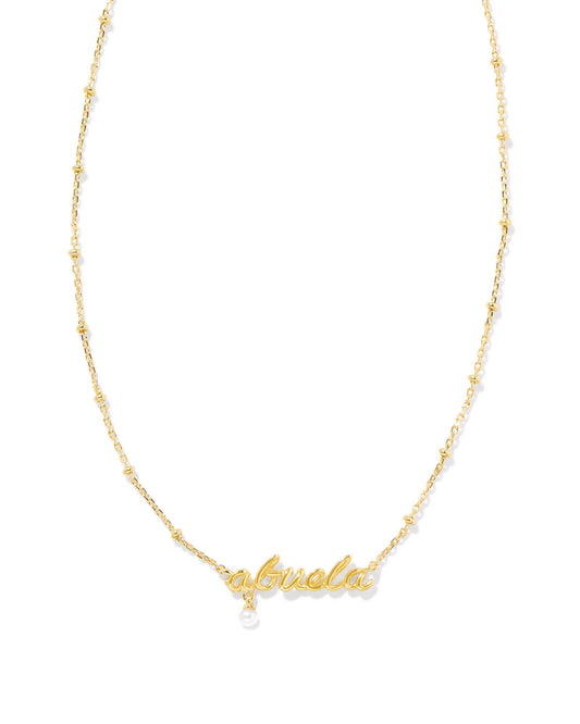 Kendra Scott Abuela Script Pendant Necklace - Gold White Pearl
