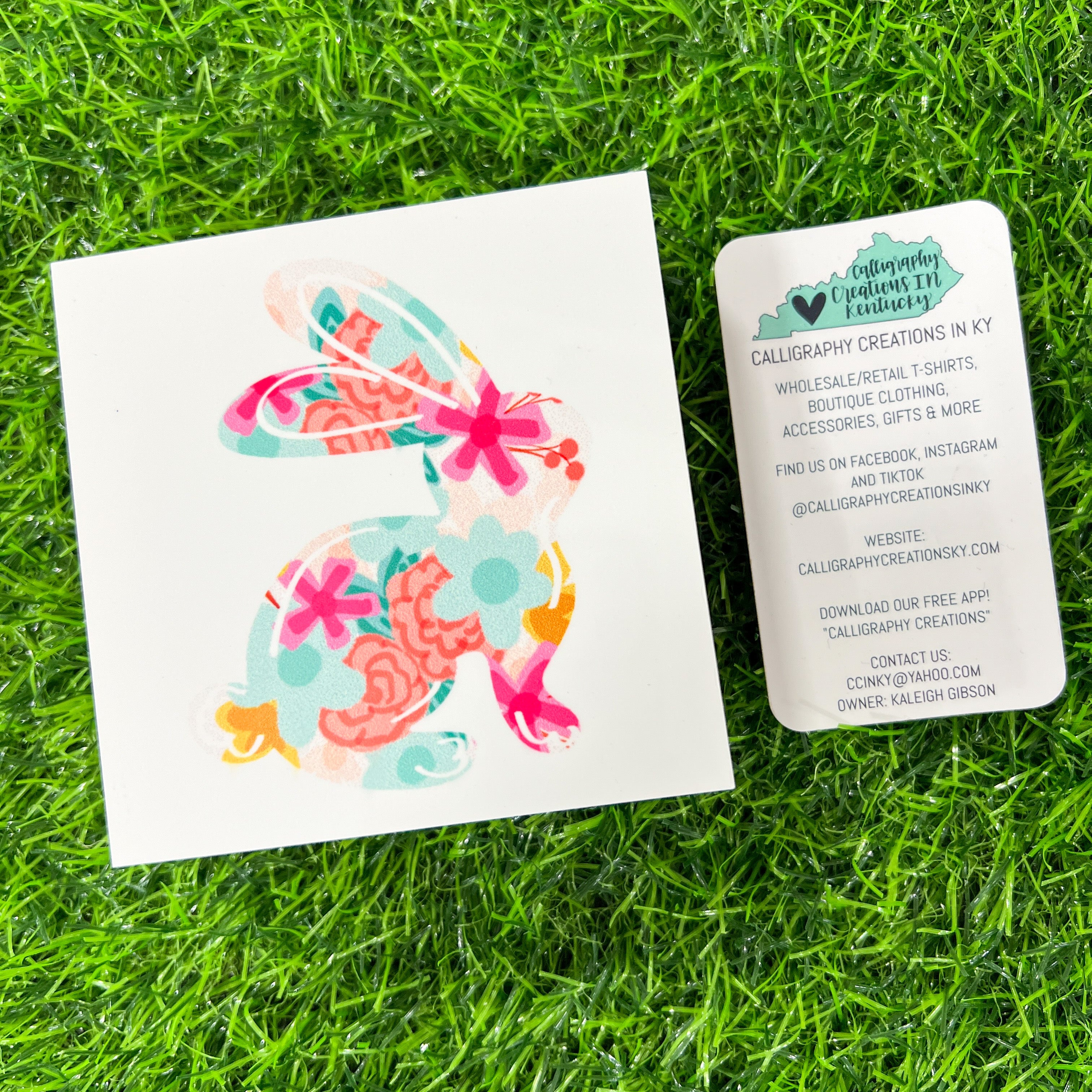 Floral Bunny Doodles By Rebekah 4x4 Block