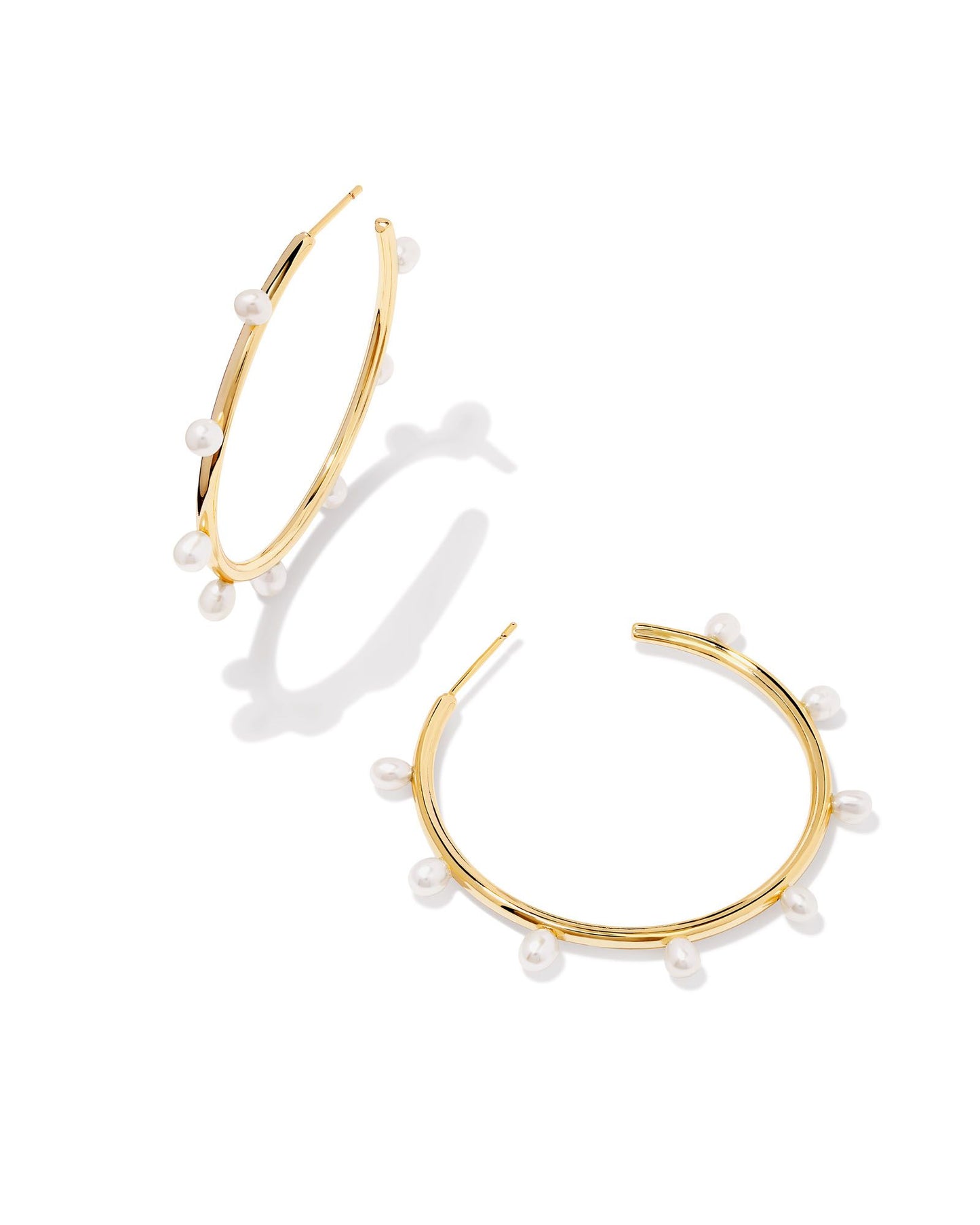 Kendra Scott Leighton Pearl Hoop Earrings - Gold White Pearl