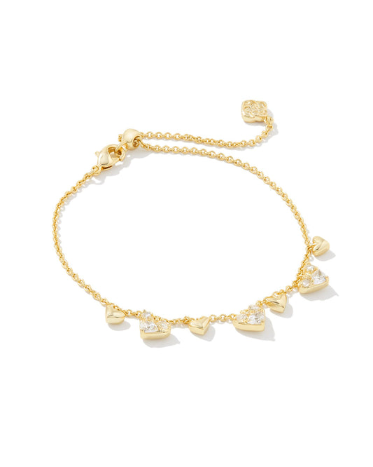 Kendra Scott Haven Heart Crystal Chain Bracelet - Gold White CZ