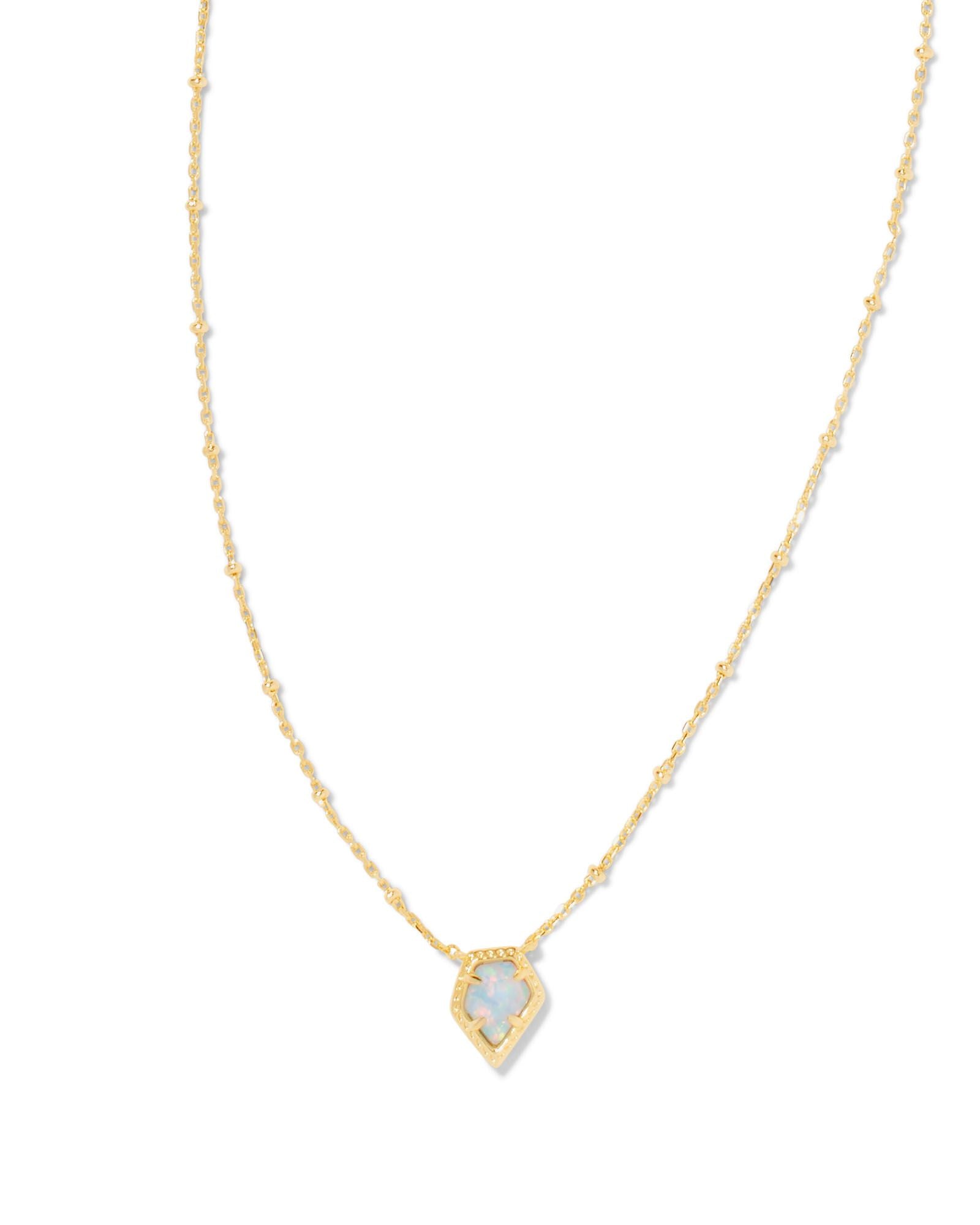 Kendra Scott Tess Satellite Pendant Necklace - Gold Luster Light Blue Opal