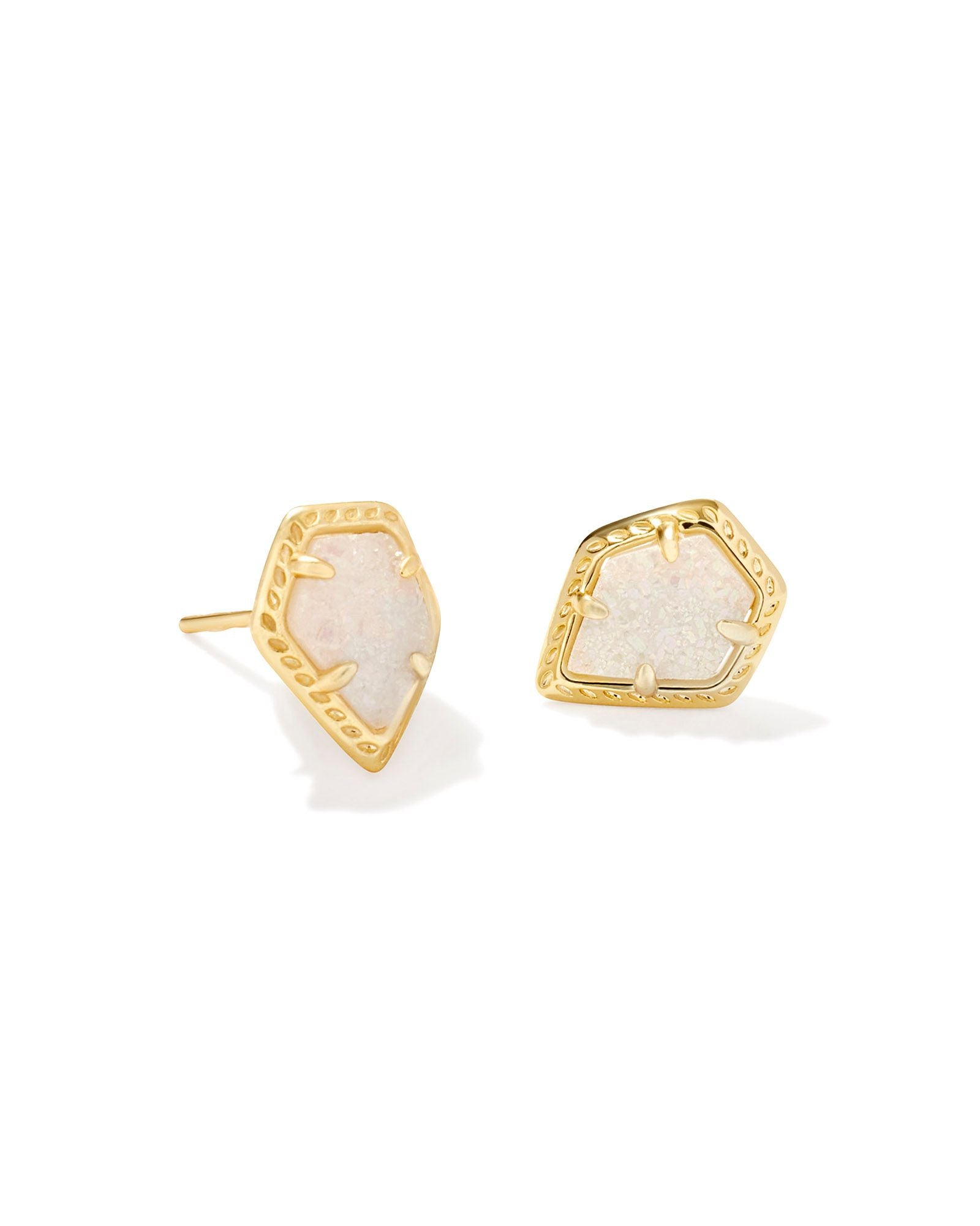 Kendra Scott Framed Tess Stud Earrings - Gold Iridescent Drusy